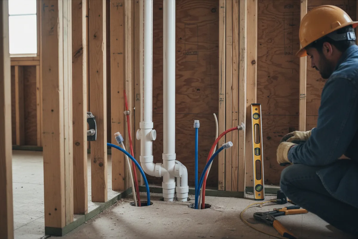 Drain and supply rough-in during Sump Pump Repair in Kenly