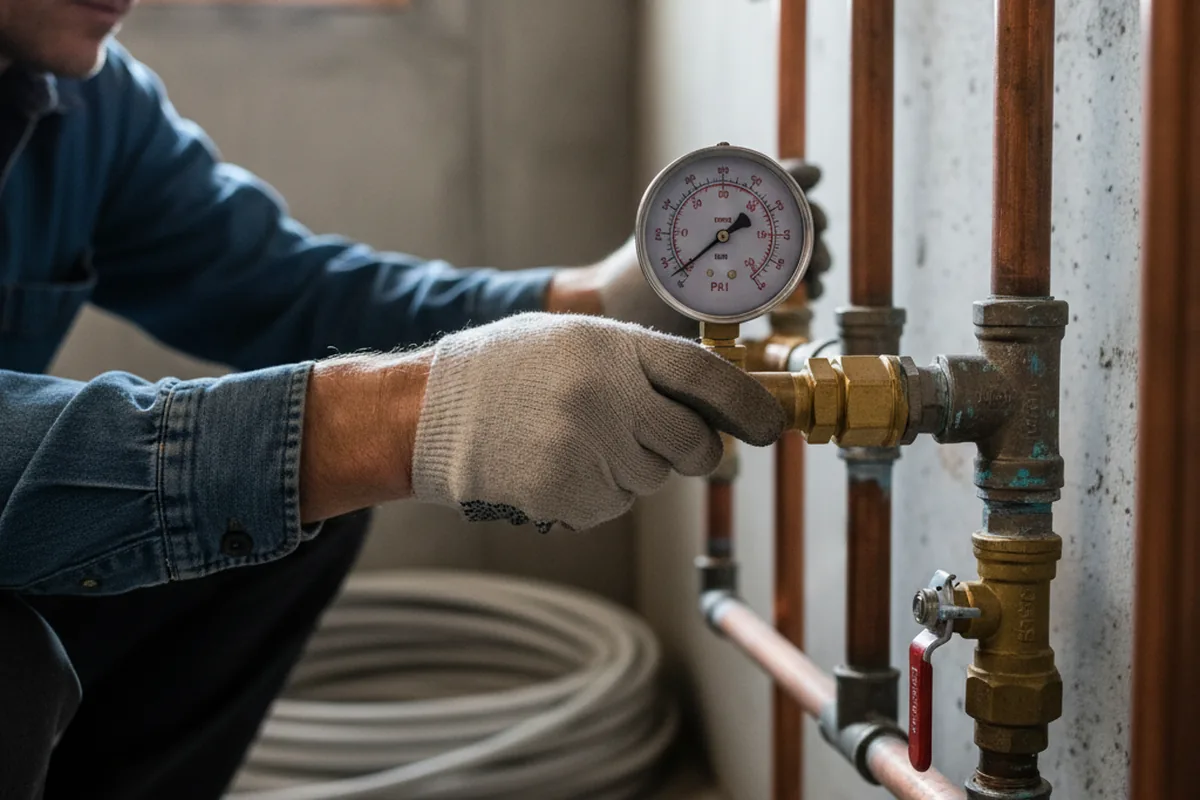 Pressure testing a repaired line during Water Line Repair in Kenly